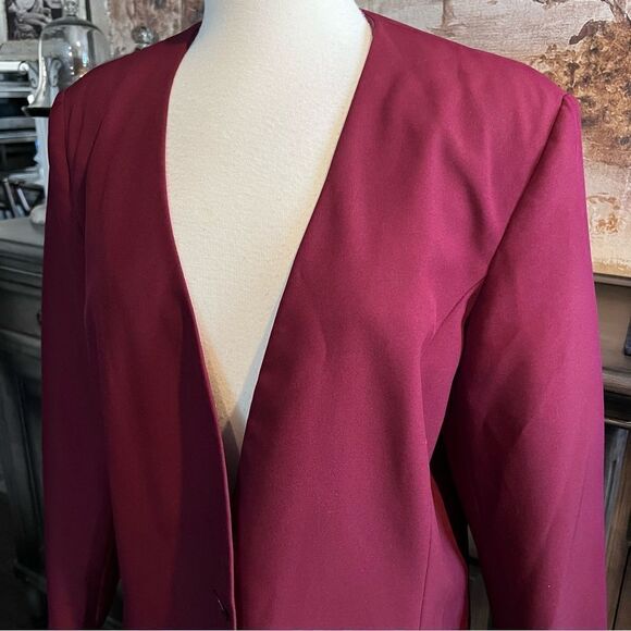 Vintage Oversized Burgundy Collarless Blazer size 18 - Picture 1 of 5